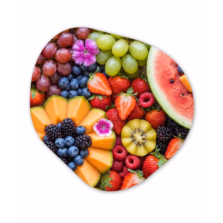 Fruit - Vers - Variatie - Eten - Kleurrijk Wandcirkel Organisch Forex 3mm klein -3d