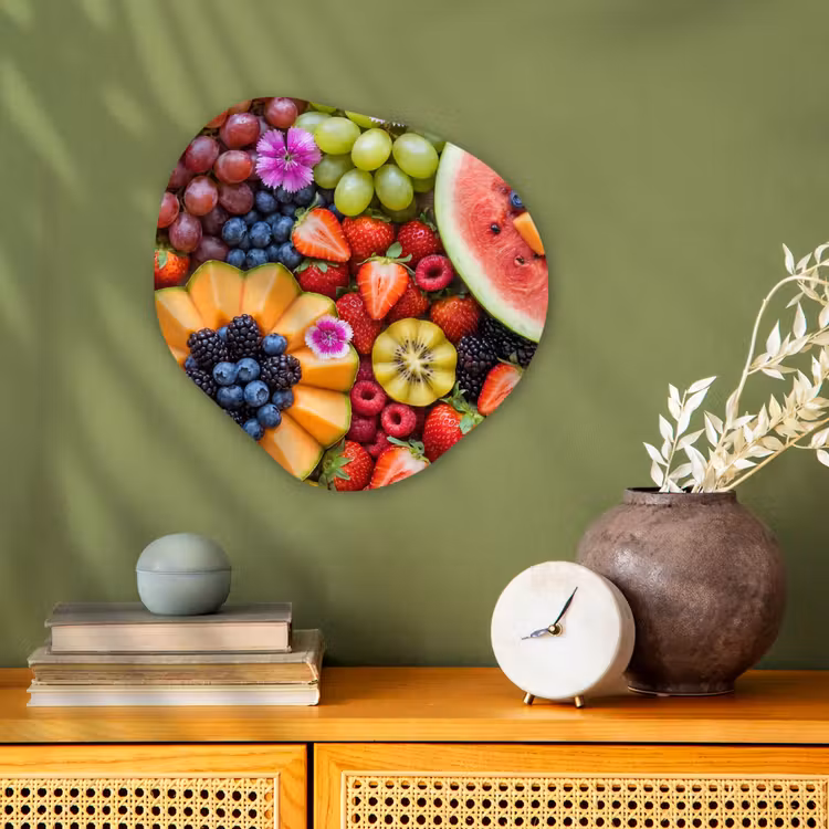 Fruit - Vers - Variatie - Eten - Kleurrijk Wandcirkel Organisch Forex 3mm klein -sfeer2