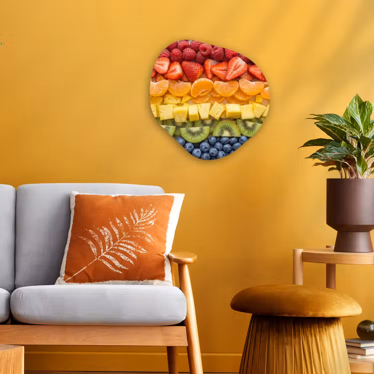 Fruit - Regenboog - Gezond - Kleurrijk Wandcirkel Organisch Forex 3mm klein -sfeer4