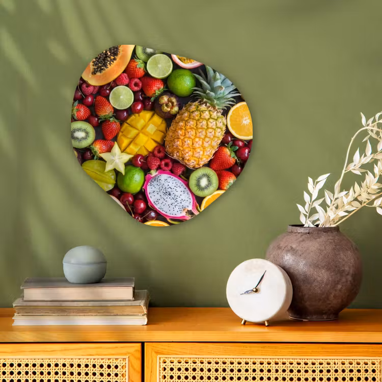 Fruit - Assortiment - Vers - Gezond - Kleurrijk Wandcirkel Organisch Forex 3mm klein -sfeer2