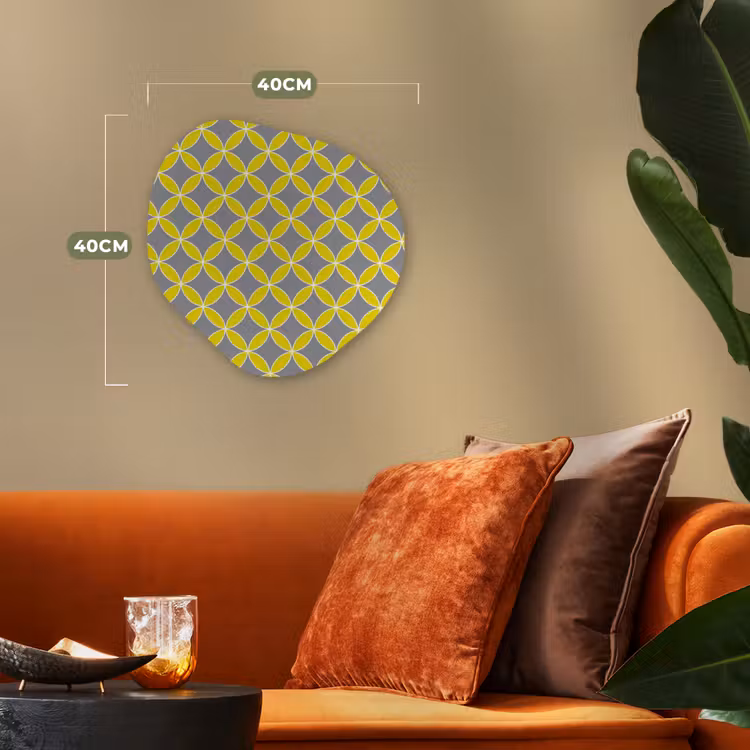 Geometrisch - Cirkels - Modern - Grijs - Geel Wandcirkel Organisch Forex 3mm klein 629 -sfeer3