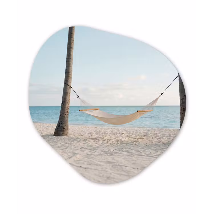 Hangmat - Strand - Wit Wandcirkel Organisch Forex 3mm klein -3d