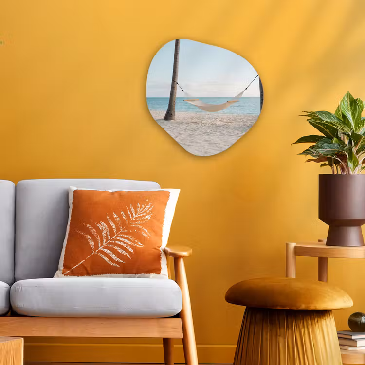 Hangmat - Strand - Wit Wandcirkel Organisch Forex 3mm klein -sfeer4