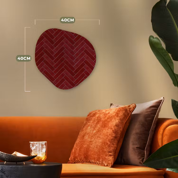 Visgraat - Wandtegel - Bordeaux - Rood Wandcirkel Organisch Forex 3mm klein 629 -sfeer3