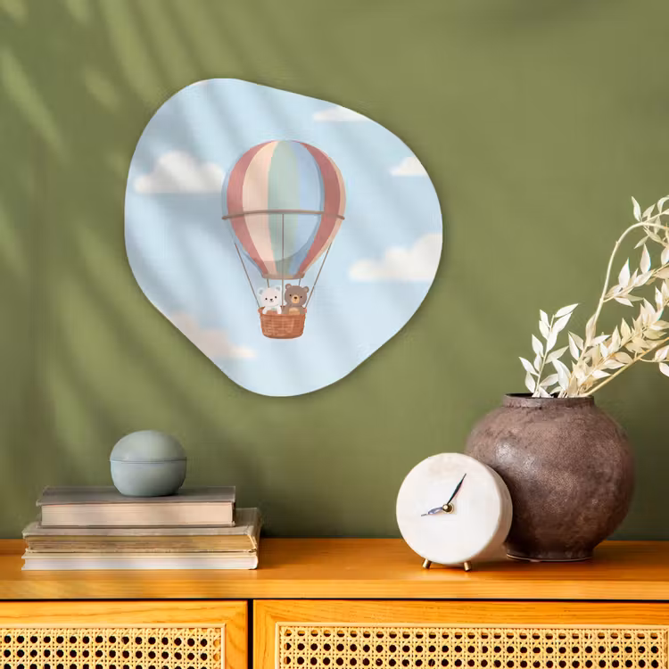 Luchtballon - Beren - Pastel Wandcirkel Organisch Forex 3mm klein -sfeer2