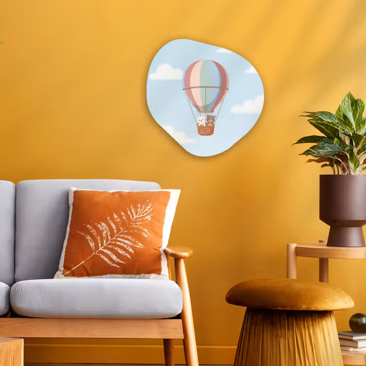 Luchtballon - Beren - Pastel Wandcirkel Organisch Forex 3mm klein -sfeer4