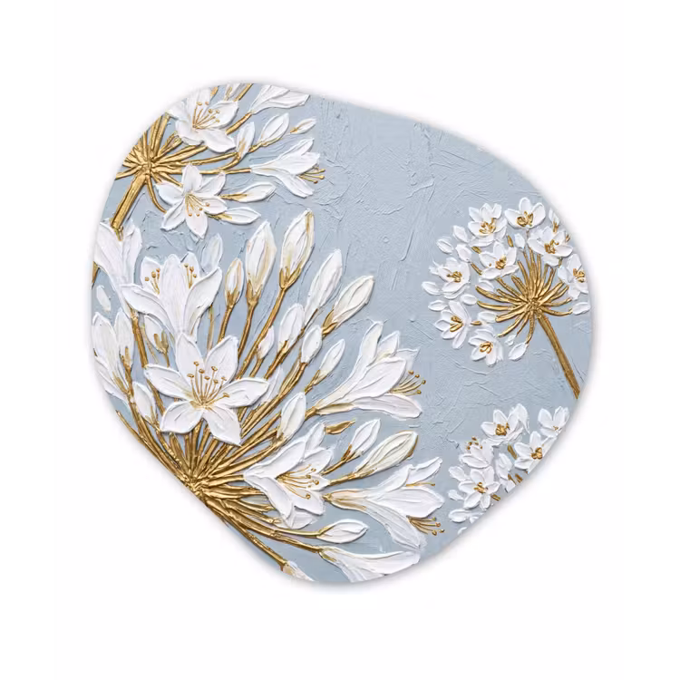 Illustratie - Bloemen - Blauw Wandcirkel Organisch Forex 3mm klein -3d