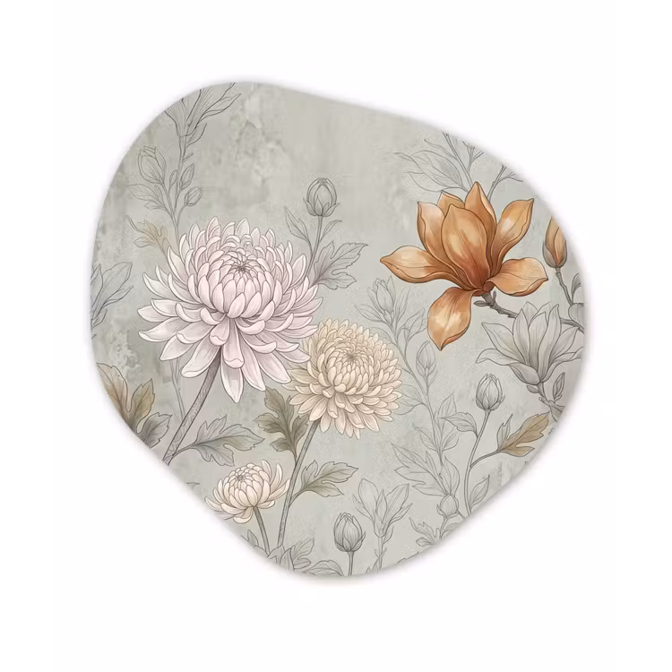 Illustratie - Bloemen - Groen Wandcirkel Organisch Forex 3mm klein -3d