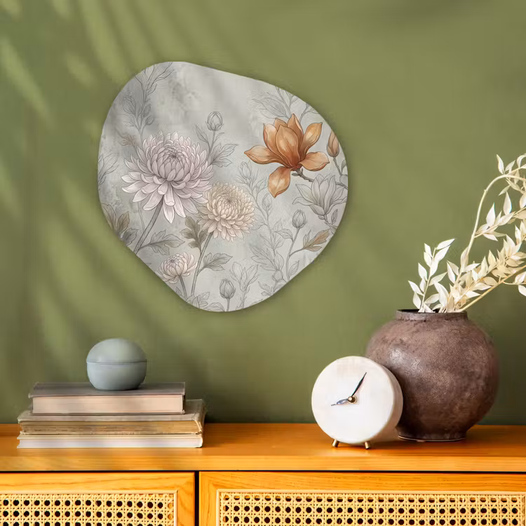 Illustratie - Bloemen - Groen Wandcirkel Organisch Forex 3mm klein -sfeer2