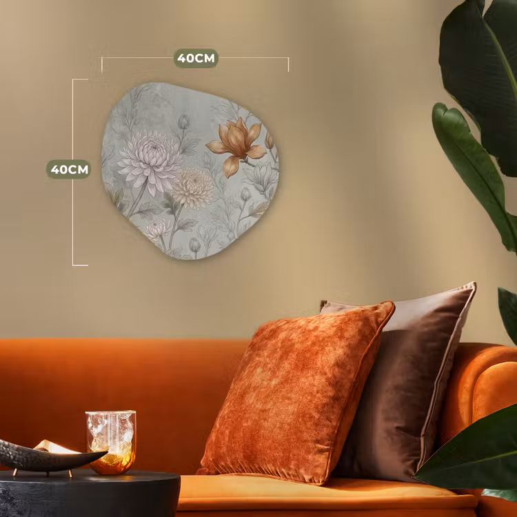 Illustratie - Bloemen - Groen Wandcirkel Organisch Forex 3mm klein -sfeer3