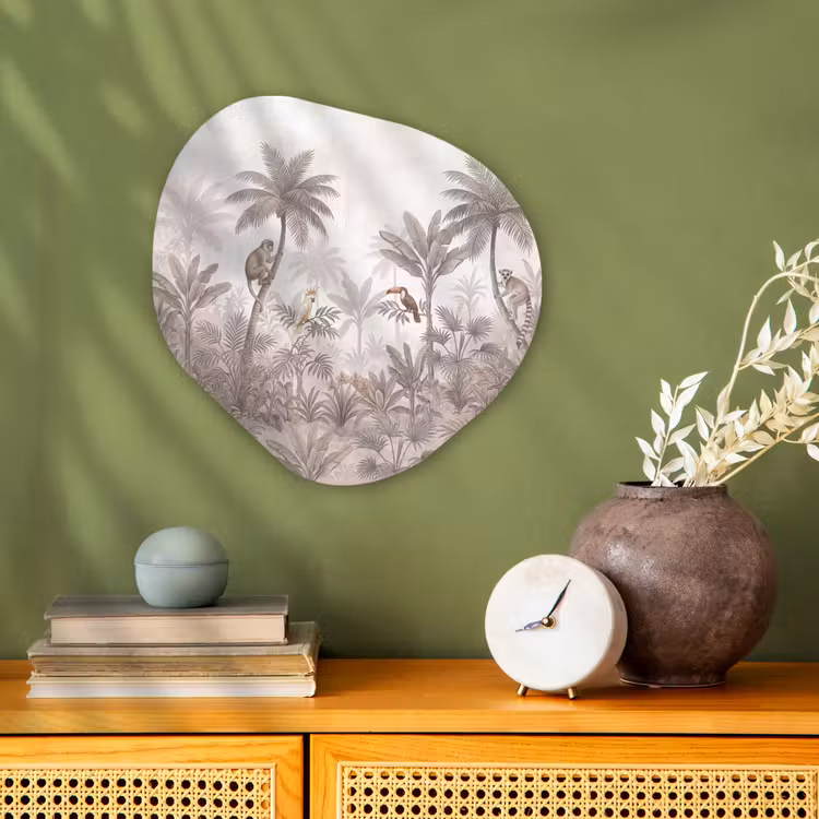 Jungle - Dieren - Palmbomen Wandcirkel Organisch Forex 3mm klein -sfeer2