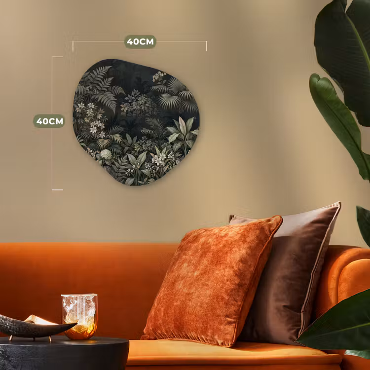 Jungle - Bladeren - Botanisch - Groen Wandcirkel Organisch Forex 3mm klein -sfeer3