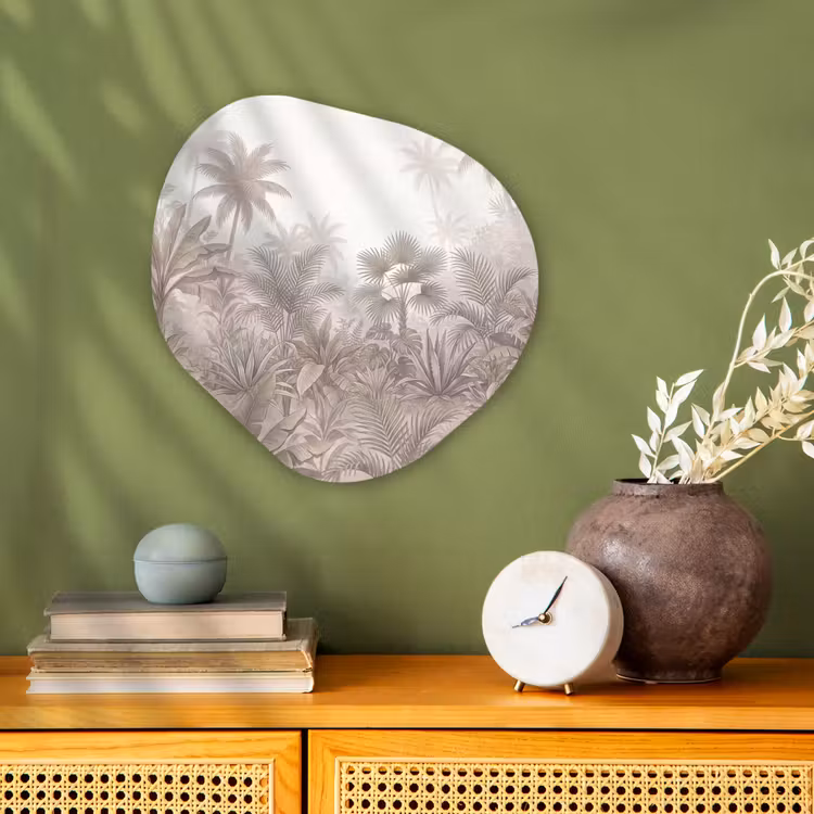 Jungle - Tropisch - Natuur -Vintage - Beige Wandcirkel Organisch Forex 3mm klein -sfeer2