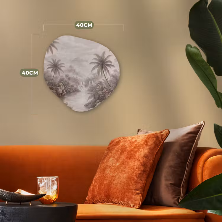 Jungle - Watervallen - Tropisch - Illustratie Wandcirkel Organisch Forex 3mm klein -sfeer3