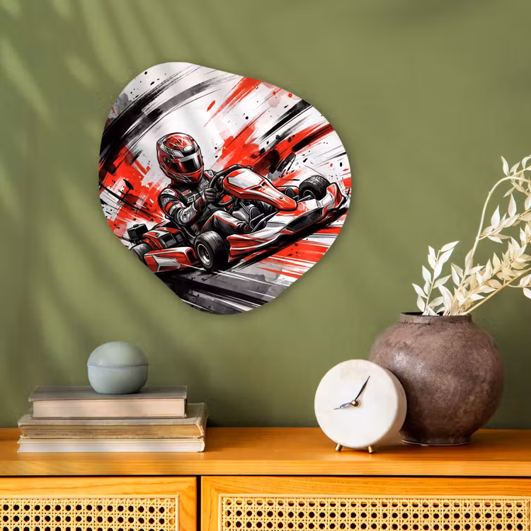 Kart - Coureur - Snelheid - Rood Wandcirkel Organisch Forex 3mm klein -sfeer2