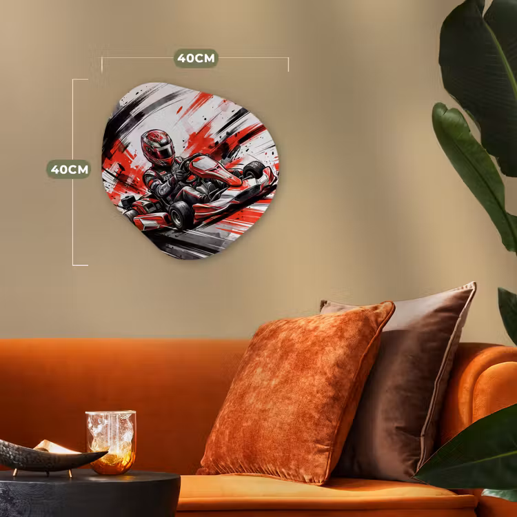 Kart - Coureur - Snelheid - Rood Wandcirkel Organisch Forex 3mm klein -sfeer3