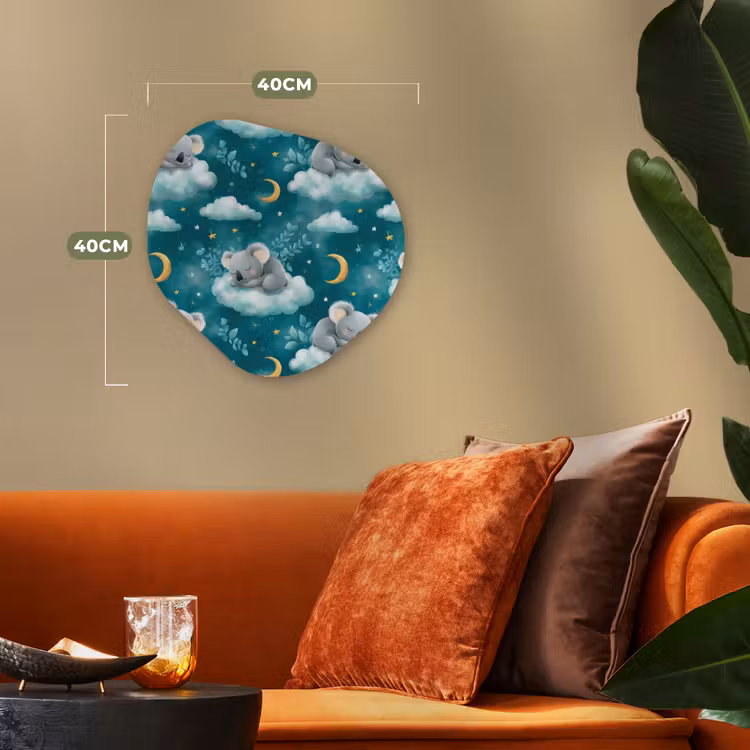 Koala's - Betoverend - Blauw Wandcirkel Organisch Forex 3mm klein 629 -sfeer3