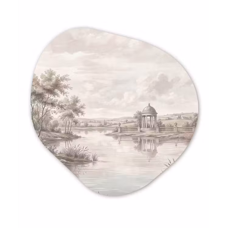 Landschap - Water - Natuur - Sepia Wandcirkel Organisch Forex 3mm klein -3d