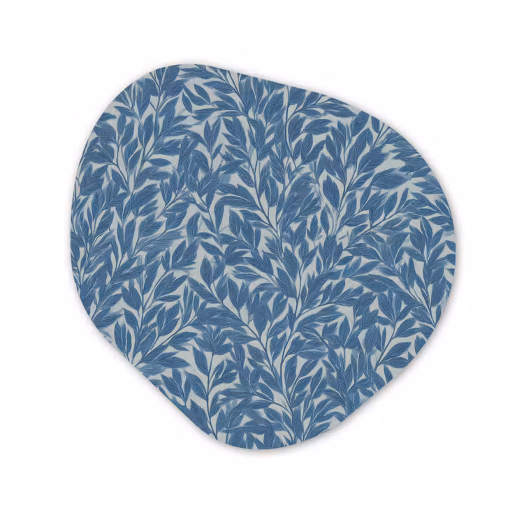 Bladeren - Klassiek - Patroon - Donkerblauw - Vintage Wandcirkel Organisch Forex 3mm klein 629 -3d
