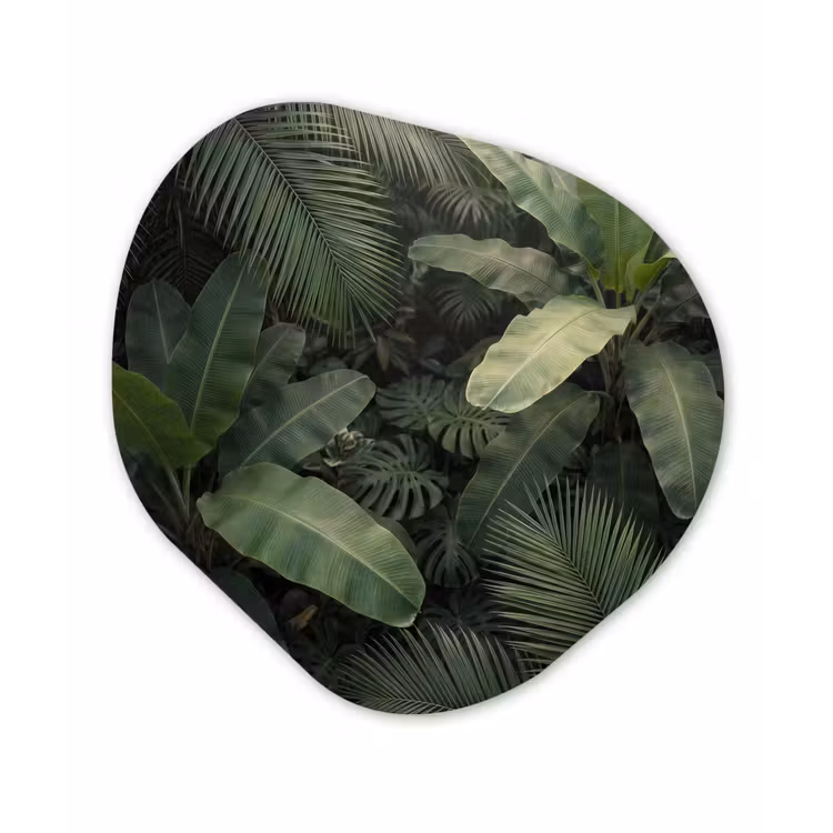 Bladeren - Groen - Tropisch - Natuur Wandcirkel Organisch Forex 3mm klein -3d