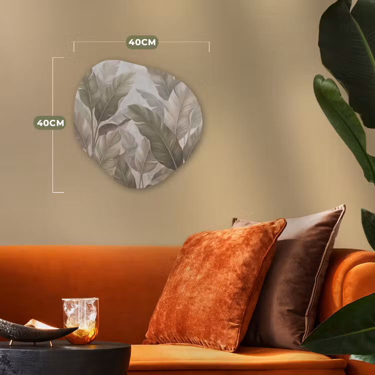 Bladeren - Tropisch - Natuur - Abstract - Beige Wandcirkel Organisch Forex 3mm klein -sfeer3