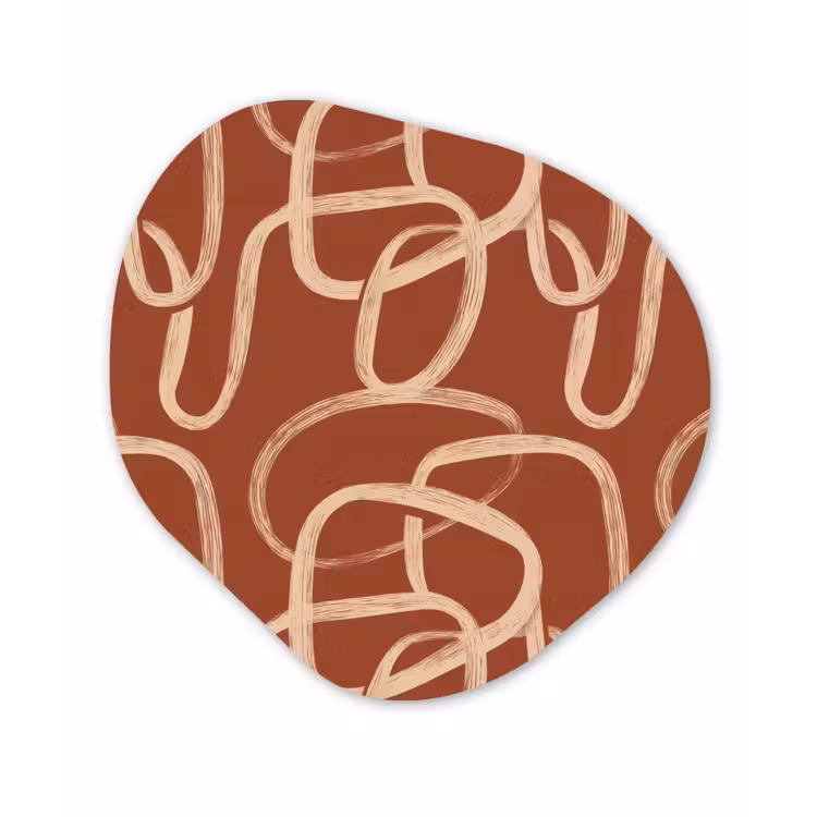 Lijnen - Abstract - Organisch - Terracotta - Crème Wandcirkel Organisch Forex 3mm klein 629 -3d