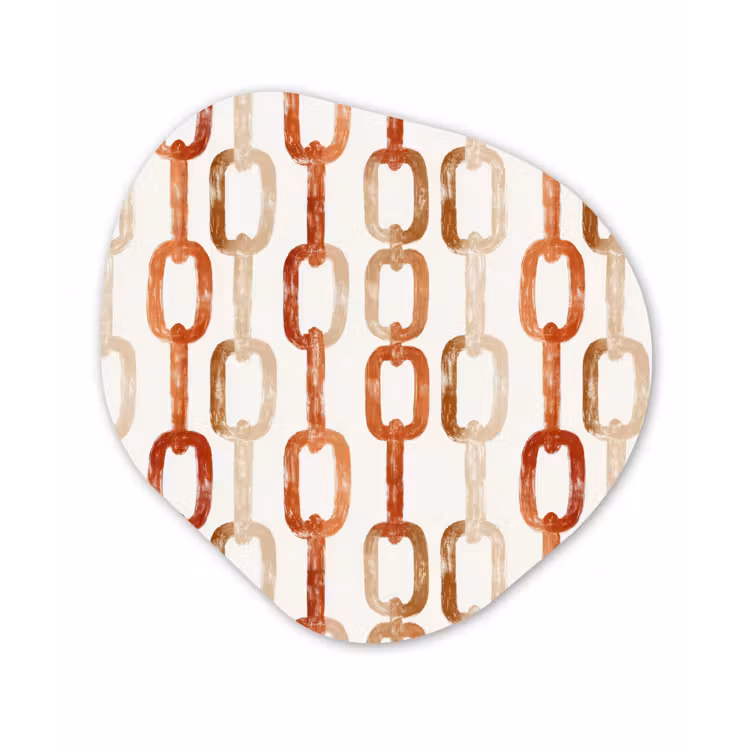 Schakels - Patroon - Aquarel - Terracotta Wandcirkel Organisch Forex 3mm klein 629 -3d