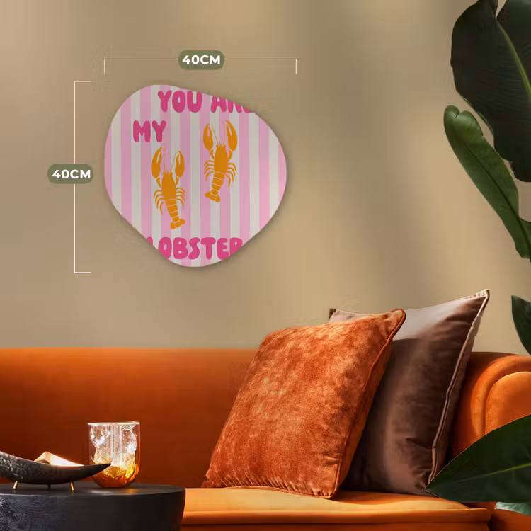Lobster - Love - Valentijn Wandcirkel Organisch Forex 3mm klein -sfeer3