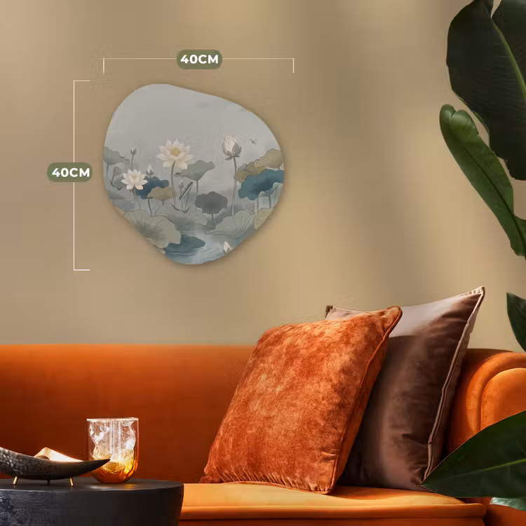 Lotus - Bloemen - Groen Wandcirkel Organisch Forex 3mm klein -sfeer3