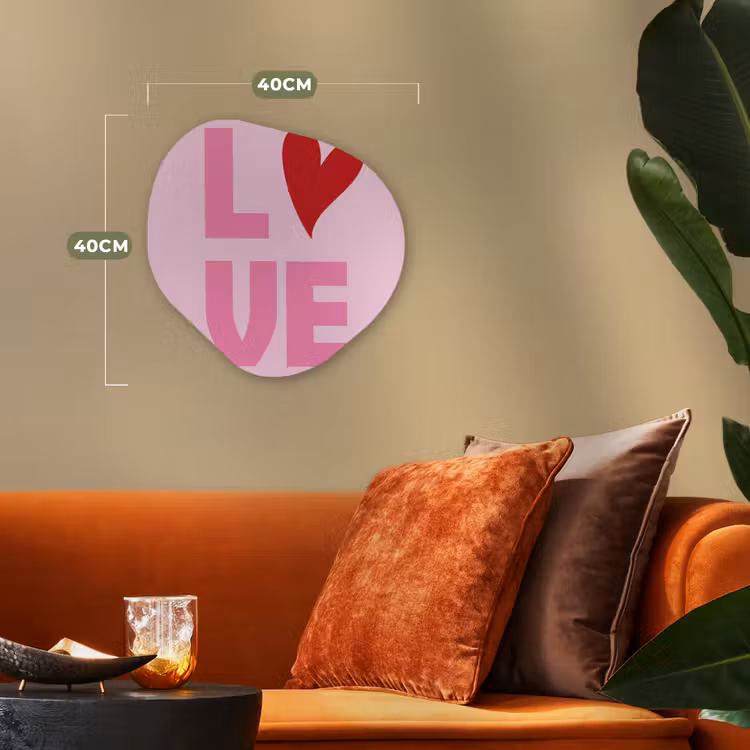 Love - Roze - Hart - Valentijn Wandcirkel Organisch Forex 3mm klein -sfeer3