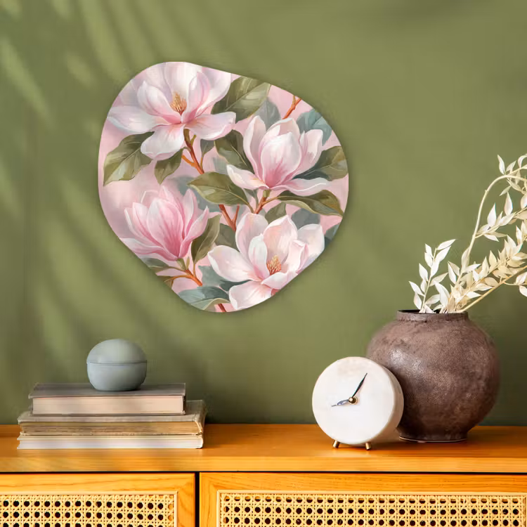 Magnolia's - Patroon - Roze Wandcirkel Organisch Forex 3mm klein -sfeer2