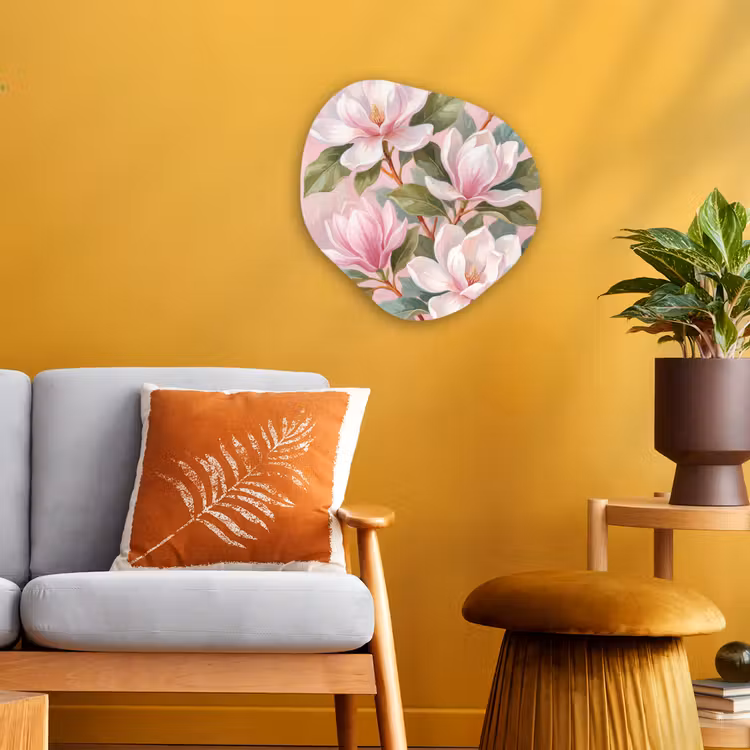 Magnolia's - Patroon - Roze Wandcirkel Organisch Forex 3mm klein -sfeer4