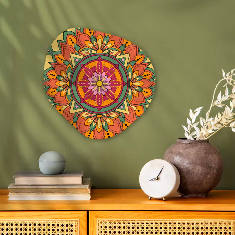 Mandala - Bloemen - Abstract - Kleurrijk Wandcirkel Organisch Forex 3mm klein -sfeer2