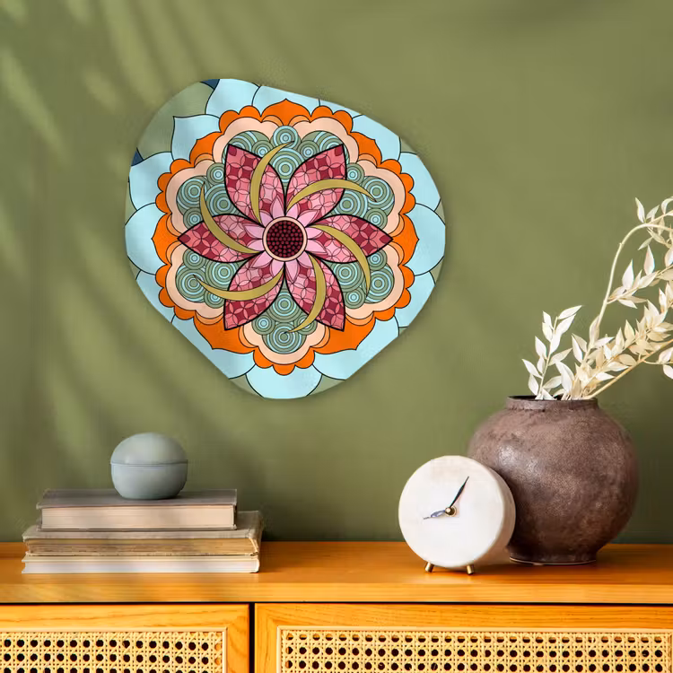 Mandala - Geometrisch - Kunst - Decoratief - Kleurrijk Wandcirkel Organisch Forex 3mm klein -sfeer2