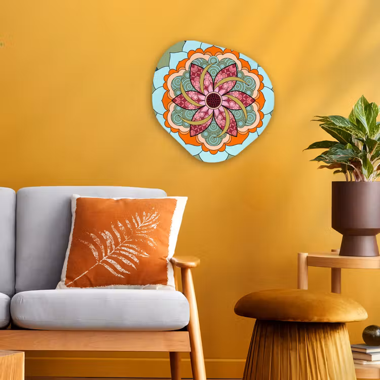 Mandala - Geometrisch - Kunst - Decoratief - Kleurrijk Wandcirkel Organisch Forex 3mm klein -sfeer4