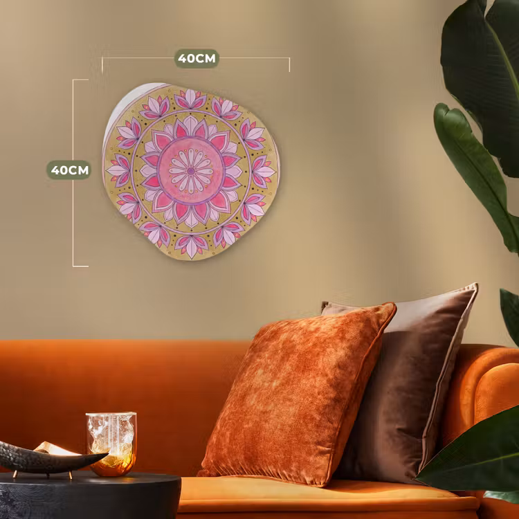 Mandala - Patroon - Kunst - Aquarel - Roze Wandcirkel Organisch Forex 3mm klein -sfeer3