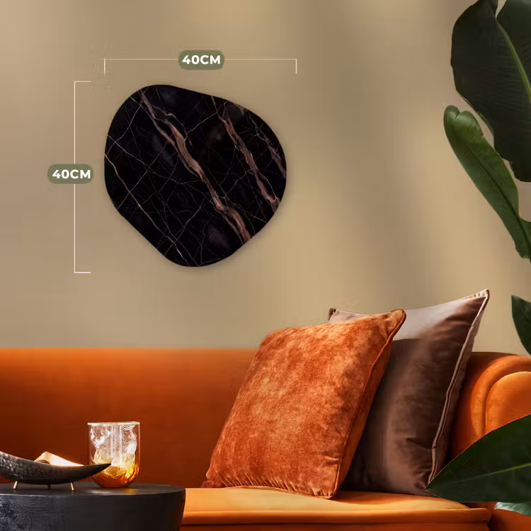 Marmer - Goud - Patroon - Luxe - Zwart Wandcirkel Organisch Forex 3mm klein -sfeer3