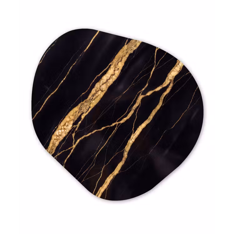 Marmer - Goud - Textuur - Abstract - Zwart Wandcirkel Organisch Forex 3mm klein -3d
