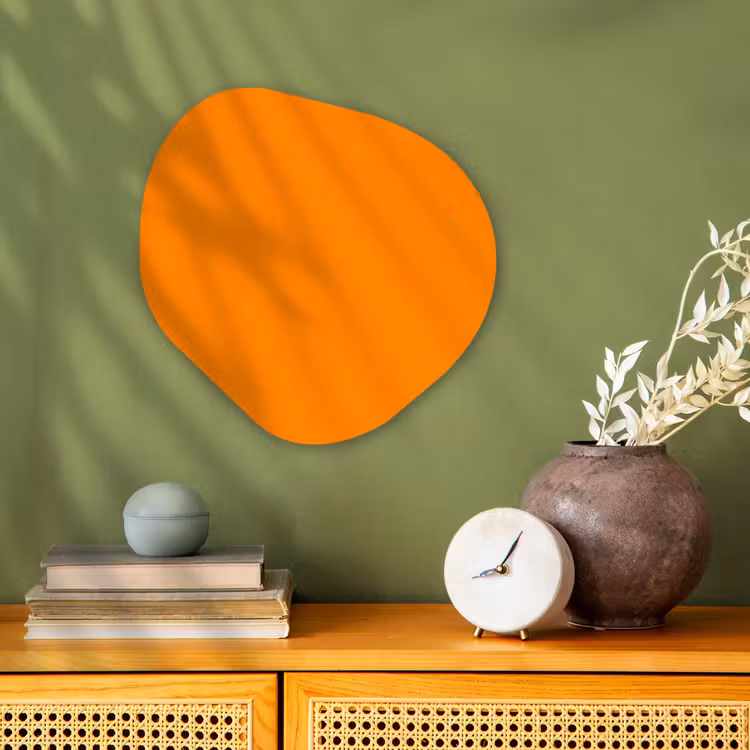 Marigold - Glow - Oranje Wandcirkel Organisch Forex 3mm klein 629 -sfeer2