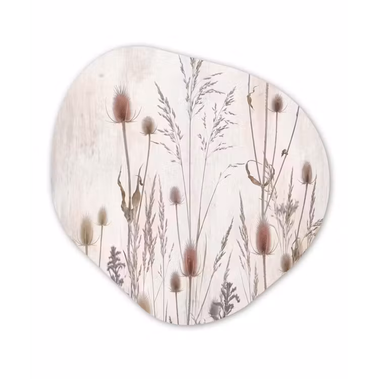 Weidebloemen - Design - Sepia Wandcirkel Organisch Forex 3mm klein -3d