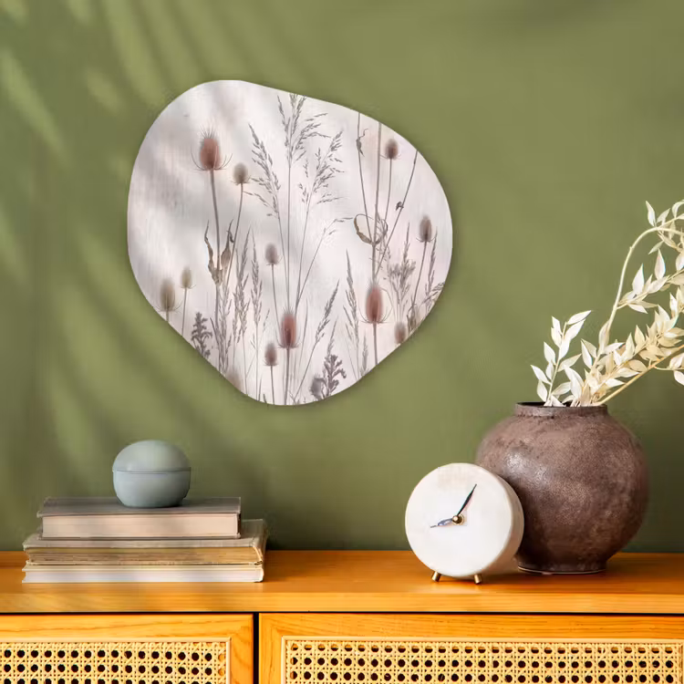 Weidebloemen - Design - Sepia Wandcirkel Organisch Forex 3mm klein -sfeer2
