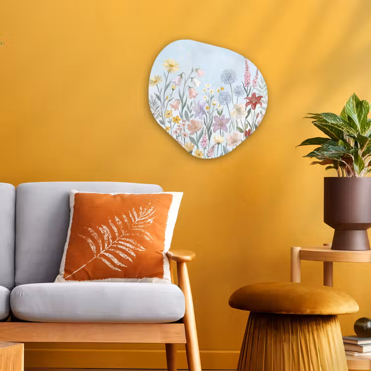 Weidebloemen - Illustratie - Kleurrijk Wandcirkel Organisch Forex 3mm klein -sfeer4