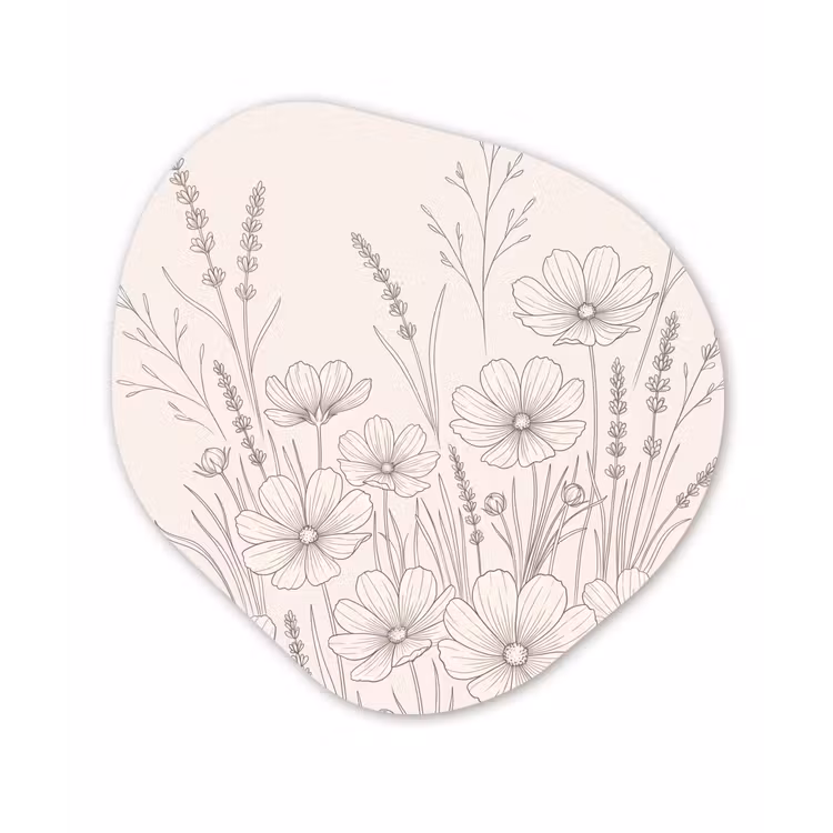 Minimalistisch - Modern - Bloemen - Beige Wandcirkel Organisch Forex 3mm klein -3d