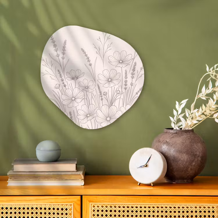 Minimalistisch - Modern - Bloemen - Beige Wandcirkel Organisch Forex 3mm klein -sfeer2