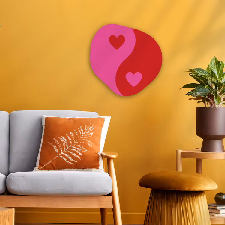 Minimalistisch - Rood - Roze - Hartjes Wandcirkel Organisch Forex 3mm klein -sfeer4