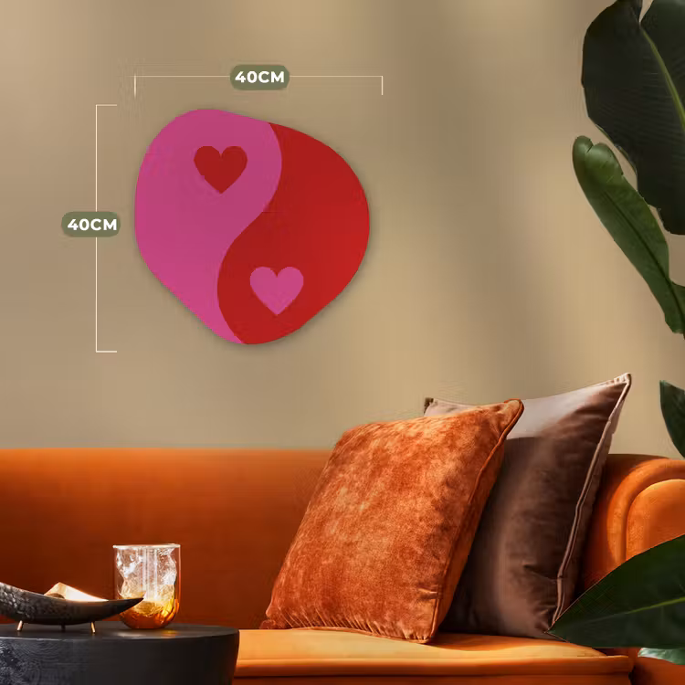 Minimalistisch - Rood - Roze - Hartjes Wandcirkel Organisch Forex 3mm klein -sfeer3