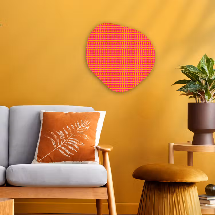 Modern - Stippen - Oranje Wandcirkel Organisch Forex 3mm klein 629 -sfeer4
