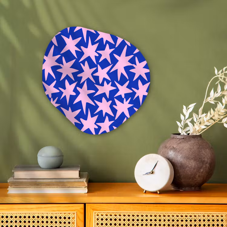 Modern - Sterren - Blauw Wandcirkel Organisch Forex 3mm klein 629 -sfeer2