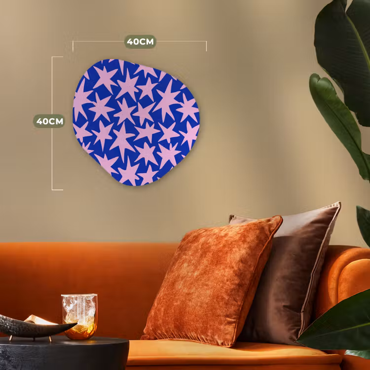 Modern - Sterren - Blauw Wandcirkel Organisch Forex 3mm klein 629 -sfeer3