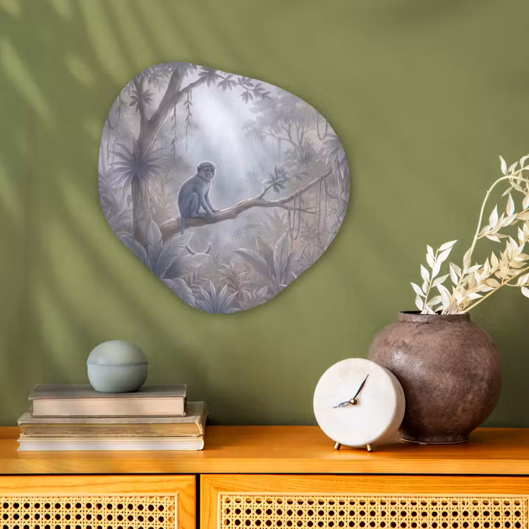 Aap - Boom - Jungle - Natuur - Grijs Wandcirkel Organisch Forex 3mm klein -sfeer2